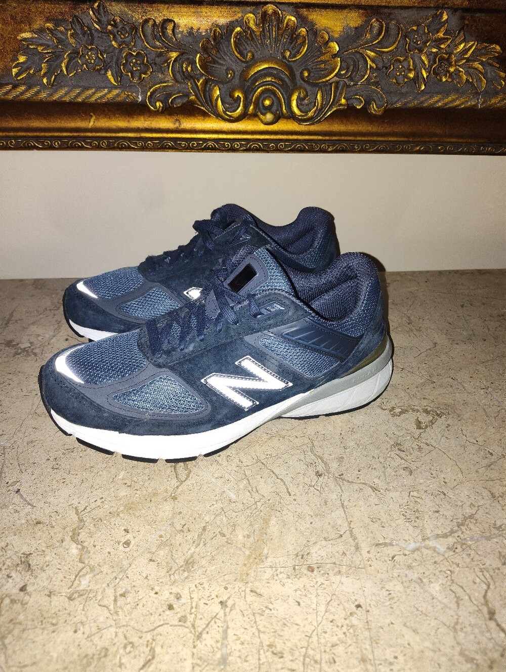 New Balance 990 Women's Navy and White Athletic Sneakers